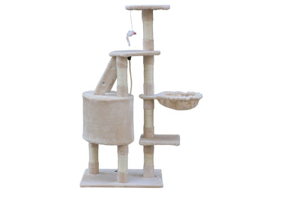 YES4PETS 120 cm Multi level Cat Kitten Scratching Post Tree-Beige-Cat Trees-PEROZ Accessories