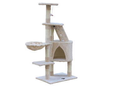 YES4PETS 120 cm Multi level Cat Kitten Scratching Post Tree-Beige-Cat Trees-PEROZ Accessories