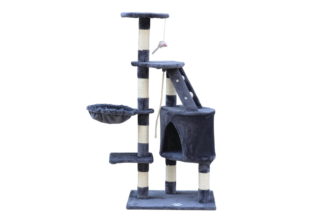 YES4PETS 120 cm Multi level Cat Kitten Scratching Post Tree-Grey-Cat Trees-PEROZ Accessories