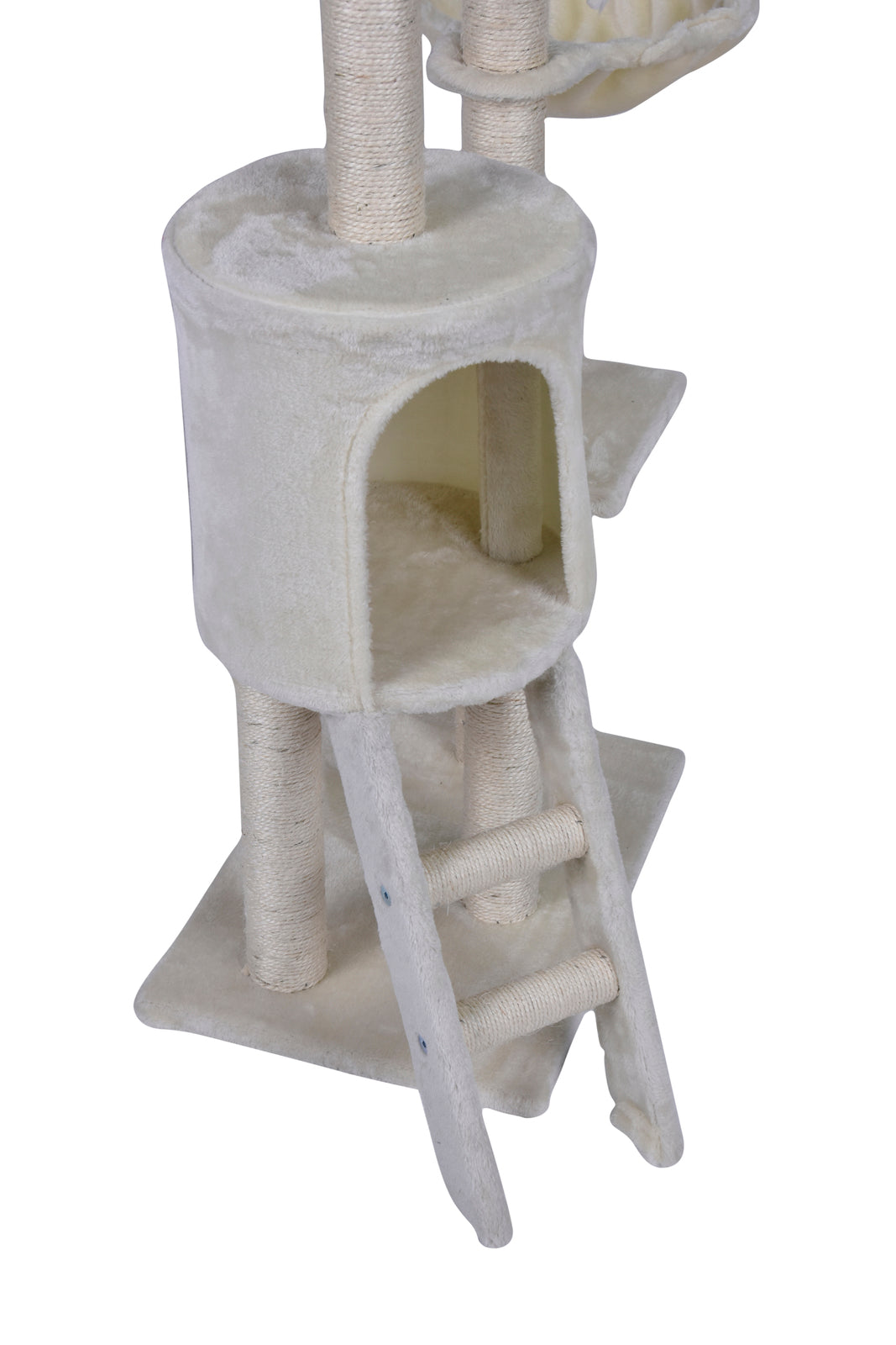 YES4PETS 138cm Cat Scratching Post Tree Post House Tower with Ladder-Beige-Cat Trees-PEROZ Accessories