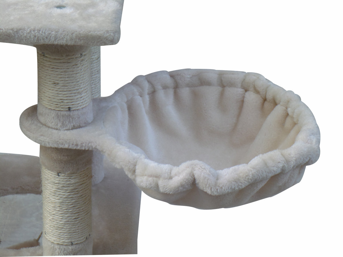 YES4PETS 140 cm Cat Scratching Post Tree W ladder &amp; Hammock-Beige-Pet Care &gt; Cat Supplies-PEROZ Accessories