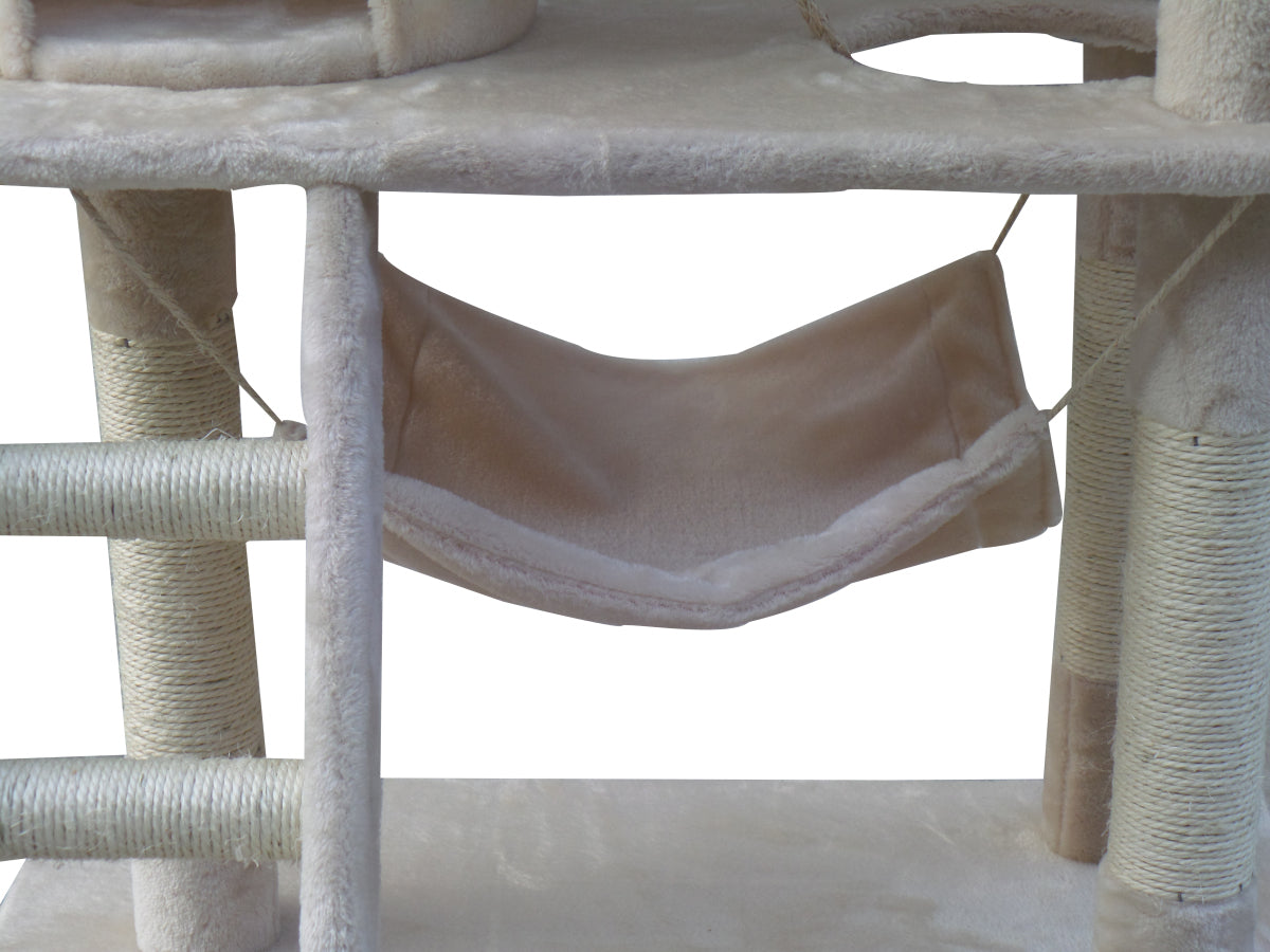 YES4PETS 140 cm Cat Scratching Post Tree W ladder &amp; Hammock-Beige-Pet Care &gt; Cat Supplies-PEROZ Accessories