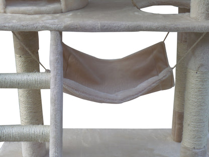 YES4PETS 140 cm Cat Scratching Post Tree W ladder &amp; Hammock-Beige-Pet Care &gt; Cat Supplies-PEROZ Accessories