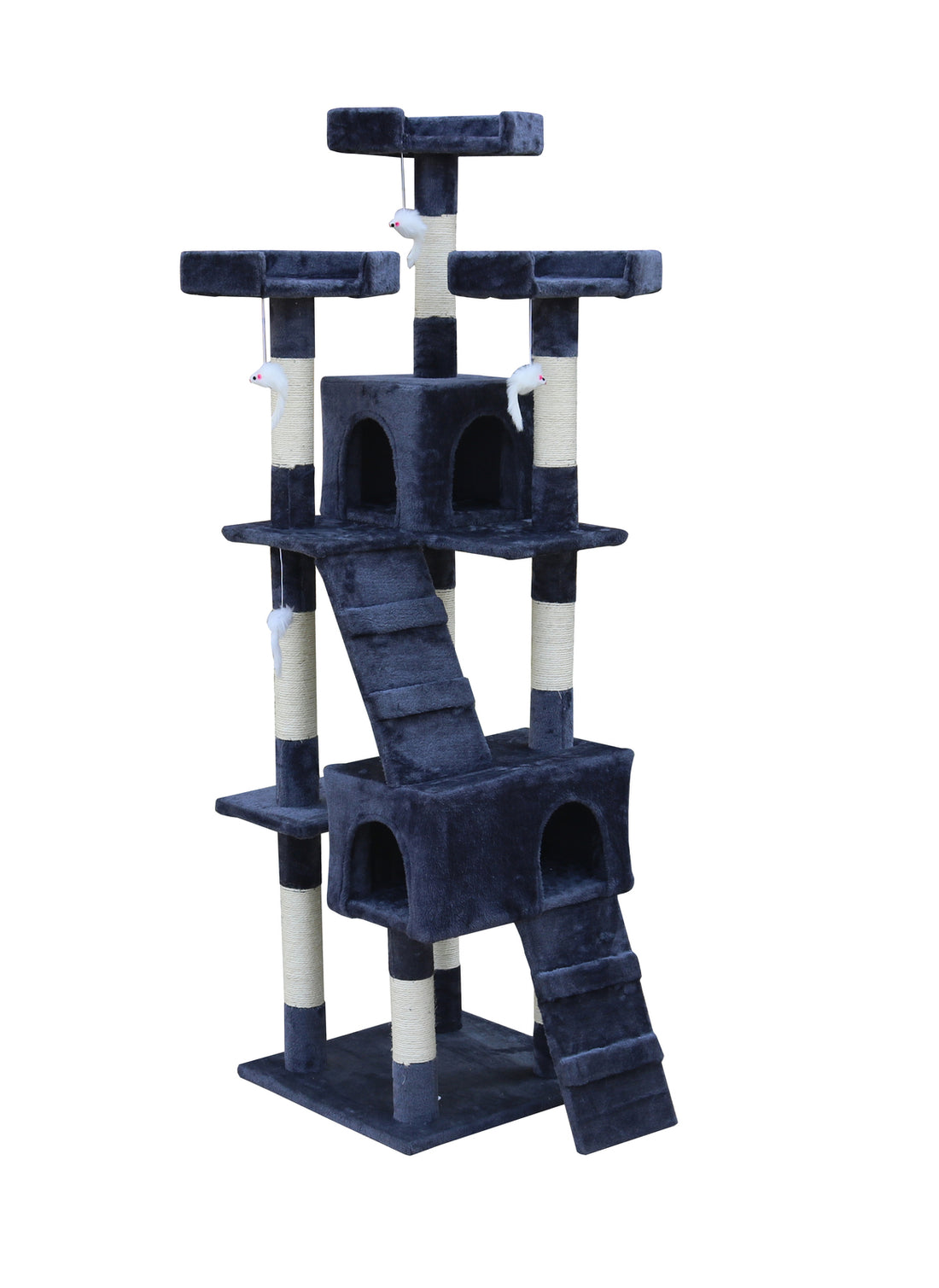 YES4PETS 170cm Cat Scratching Post Tree Post House Tower with Ladder Furniture Grey-Cat Trees-PEROZ Accessories