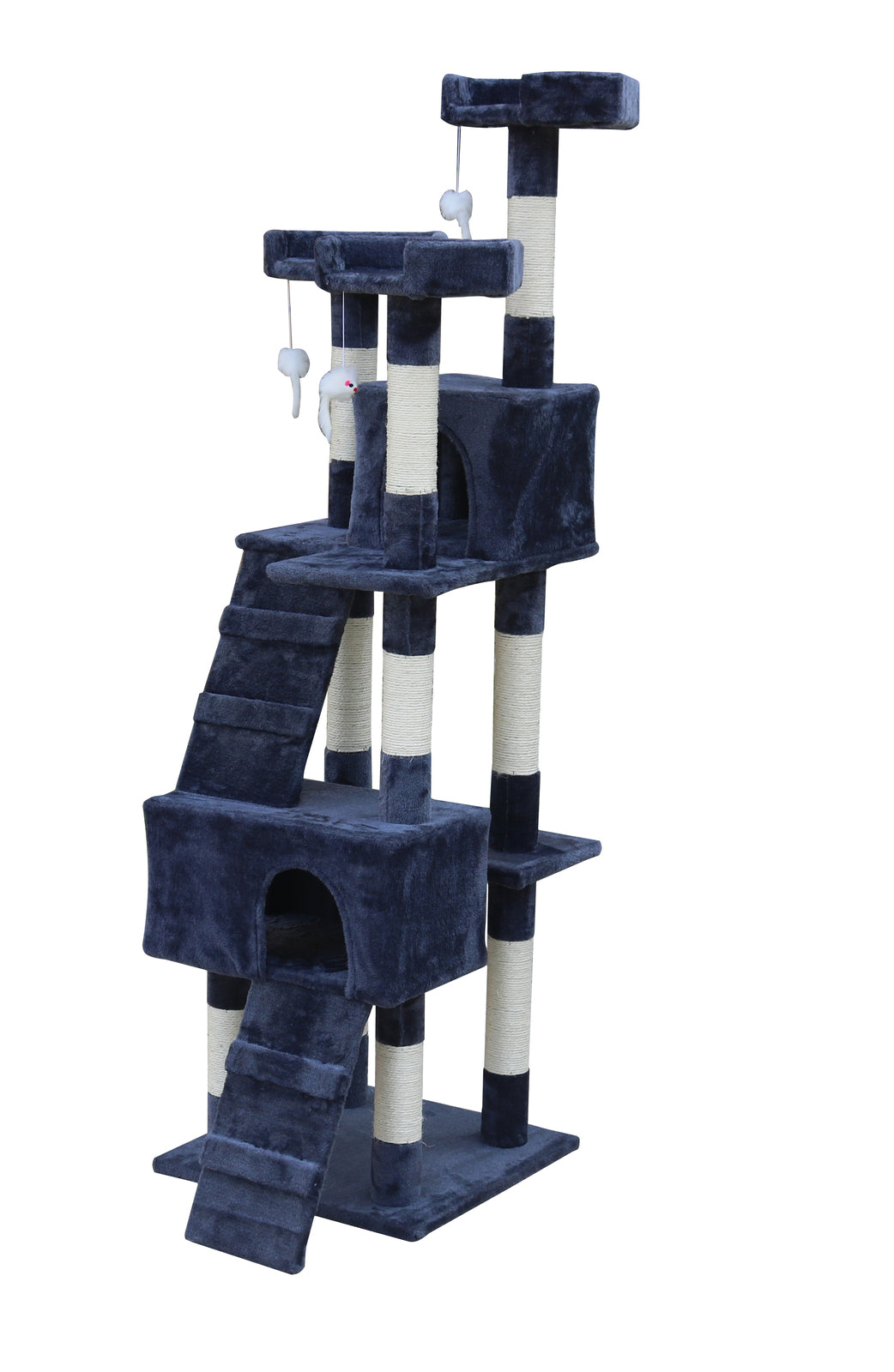 YES4PETS 170cm Cat Scratching Post Tree Post House Tower with Ladder Furniture Grey-Cat Trees-PEROZ Accessories