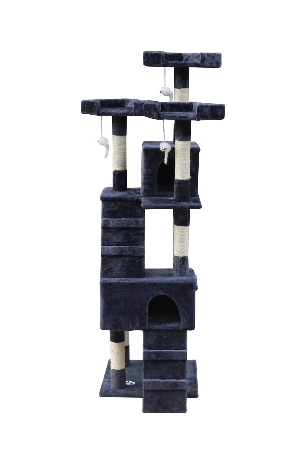 YES4PETS 170cm Cat Scratching Post Tree Post House Tower with Ladder Furniture Grey-Cat Trees-PEROZ Accessories