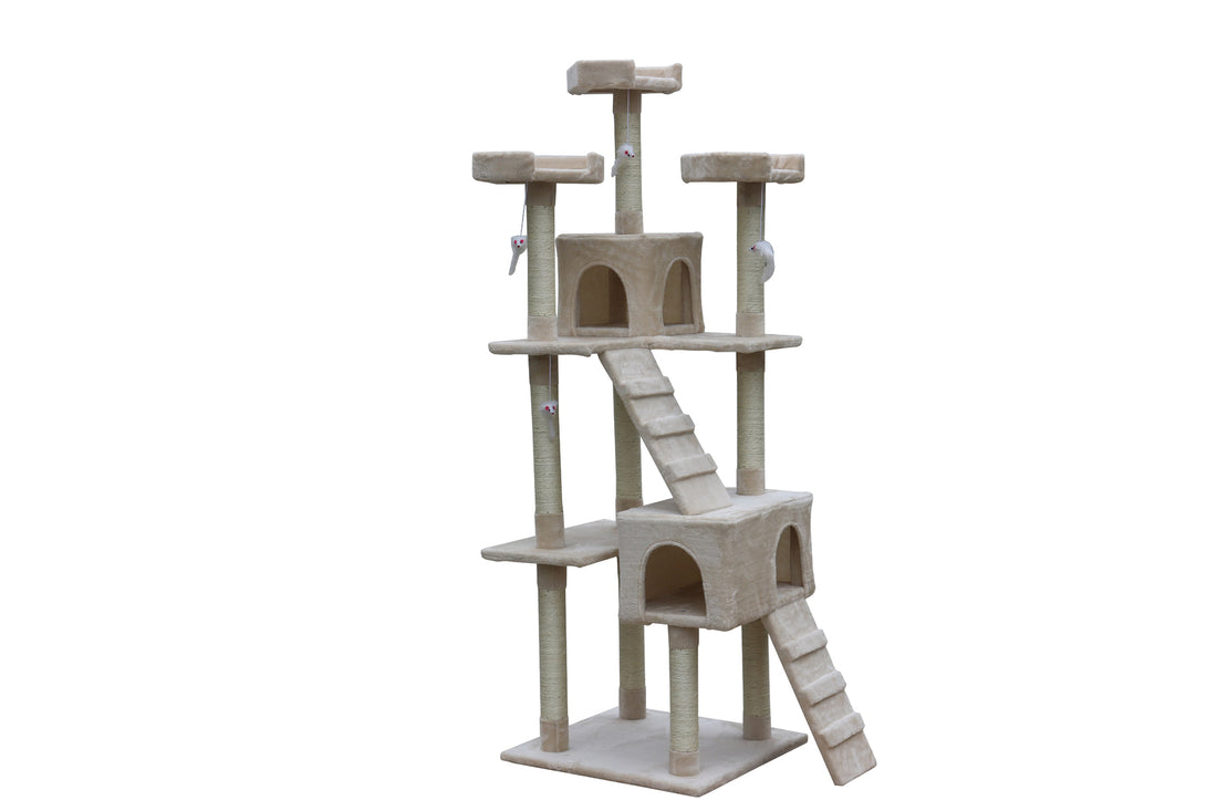 YES4PETS 180 cm Cat Kitten Scratching Post Tree W ladder-Beige-Pet Care &gt; Cat Supplies-PEROZ Accessories