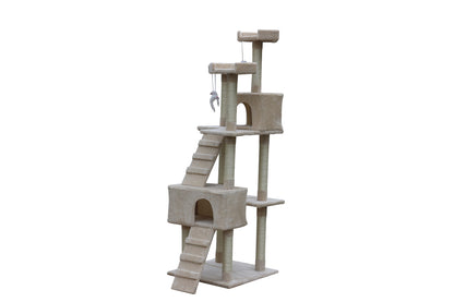 YES4PETS 180 cm Cat Kitten Scratching Post Tree W ladder-Beige-Pet Care &gt; Cat Supplies-PEROZ Accessories