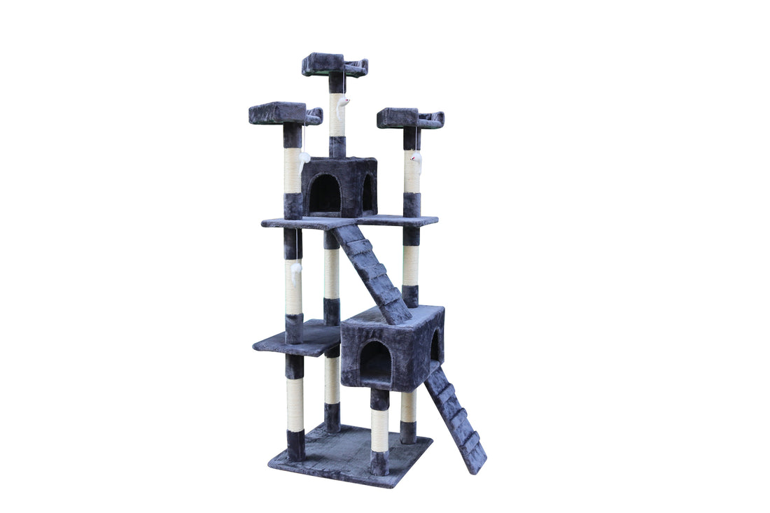 YES4PETS 180 cm Cat Kitten Scratching Post Tree W ladder-Grey-Cat Trees-PEROZ Accessories