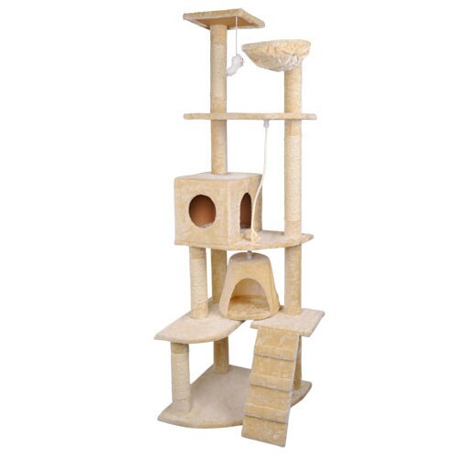 YES4PETS 193cm Cat Scratching Tree Post Sisal Pole Scratching Post Scratcher Tower Condo Beige-Cat Trees-PEROZ Accessories