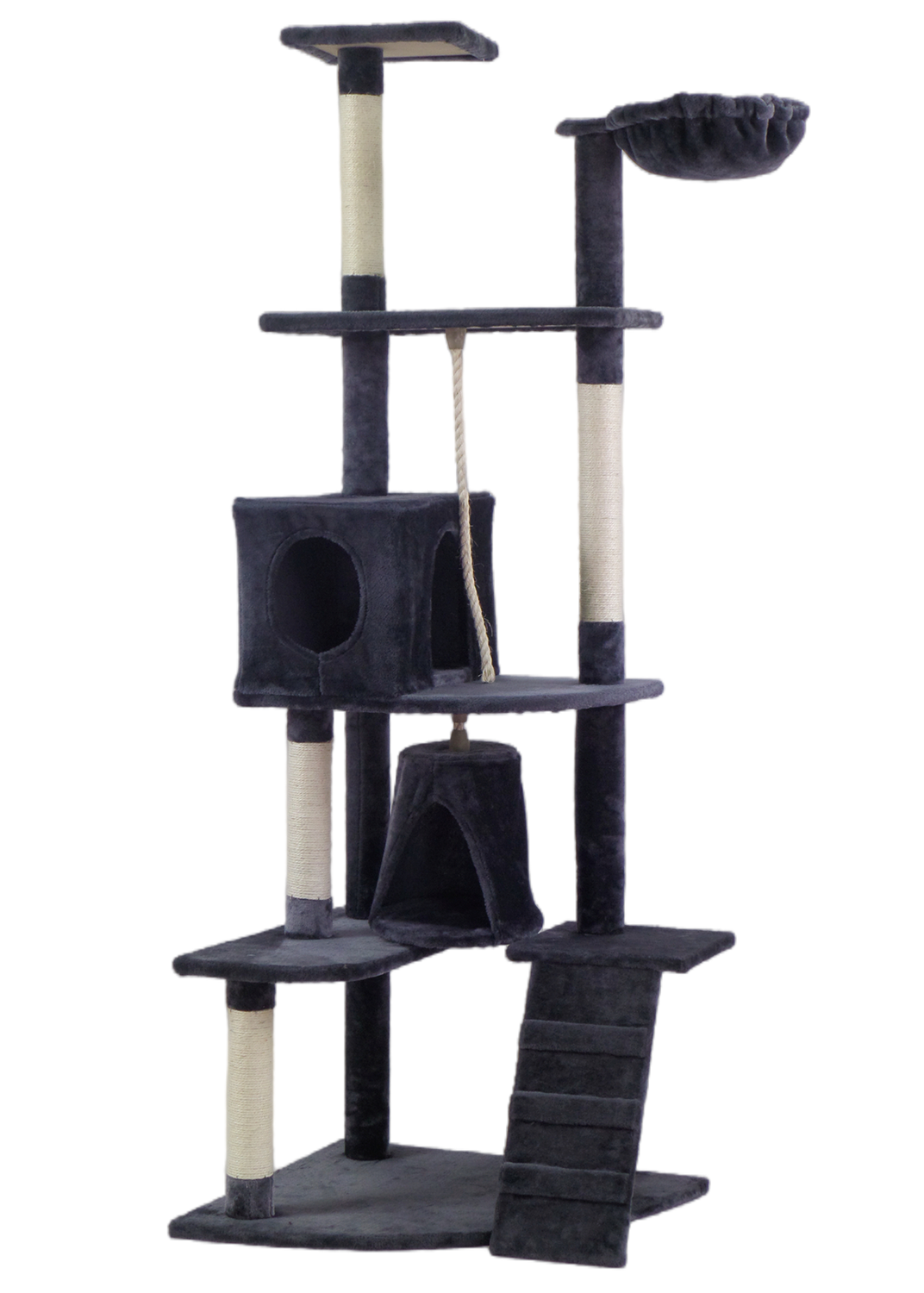 YES4PETS 193cm Cat Scratching Tree Post Sisal Pole Scratching Post Scratcher Tower Condo Grey-Cat Trees-PEROZ Accessories