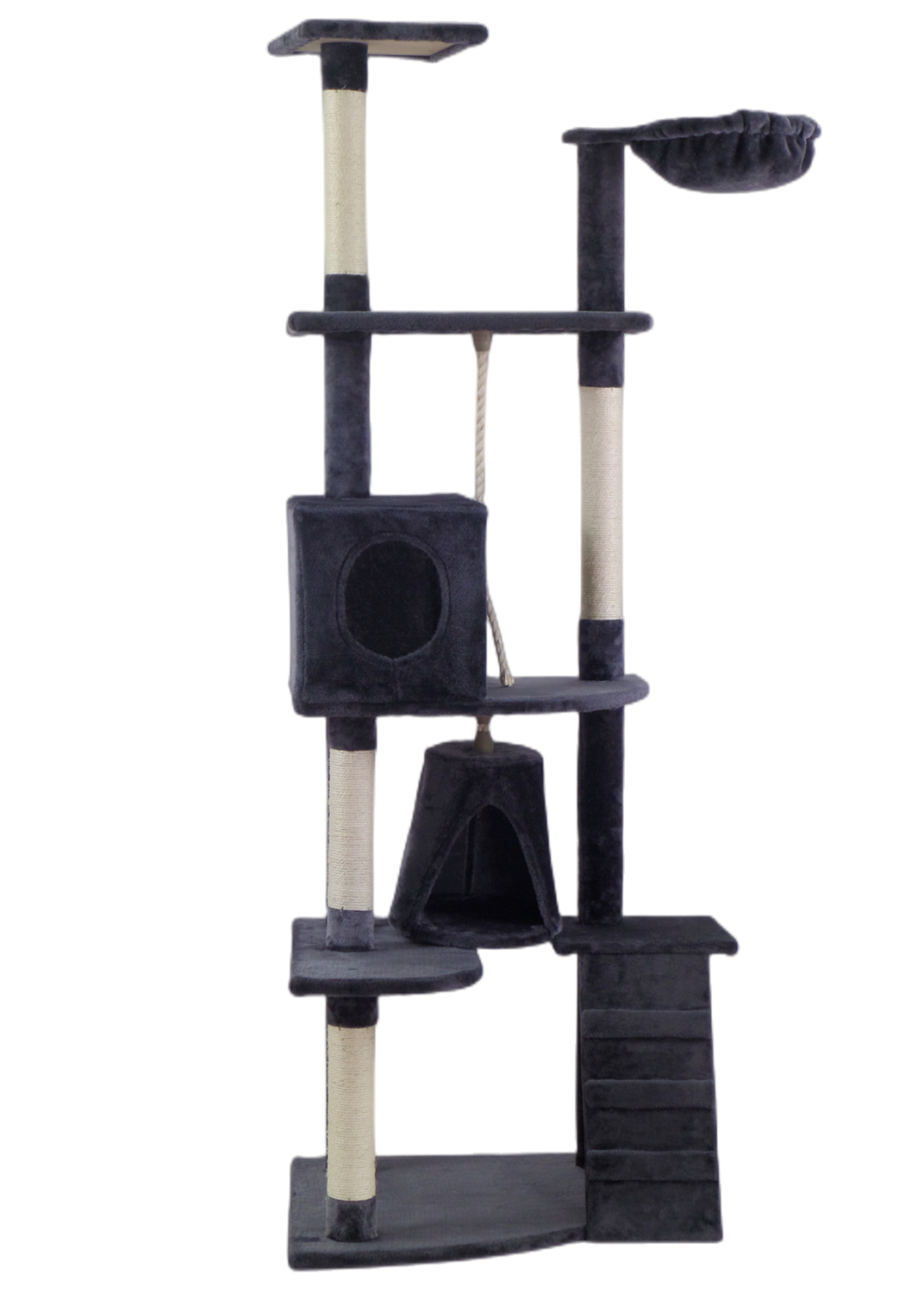 YES4PETS 193cm Cat Scratching Tree Post Sisal Pole Scratching Post Scratcher Tower Condo Grey-Cat Trees-PEROZ Accessories