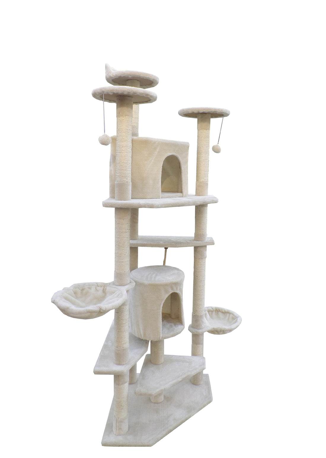YES4PETS 200 cm Cat Scratching Post Tree Scratcher Corner Tower Furniture- Beige-Cat Trees-PEROZ Accessories
