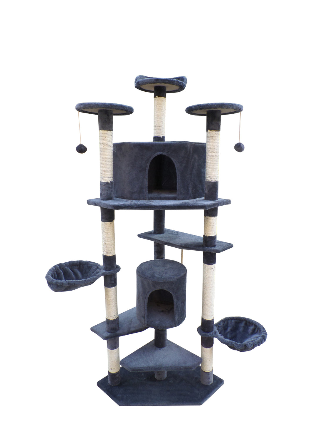 YES4PETS 200 cm Cat Scratching Post Tree Scratcher Corner Tower Furniture- Grey-Cat Trees-PEROZ Accessories
