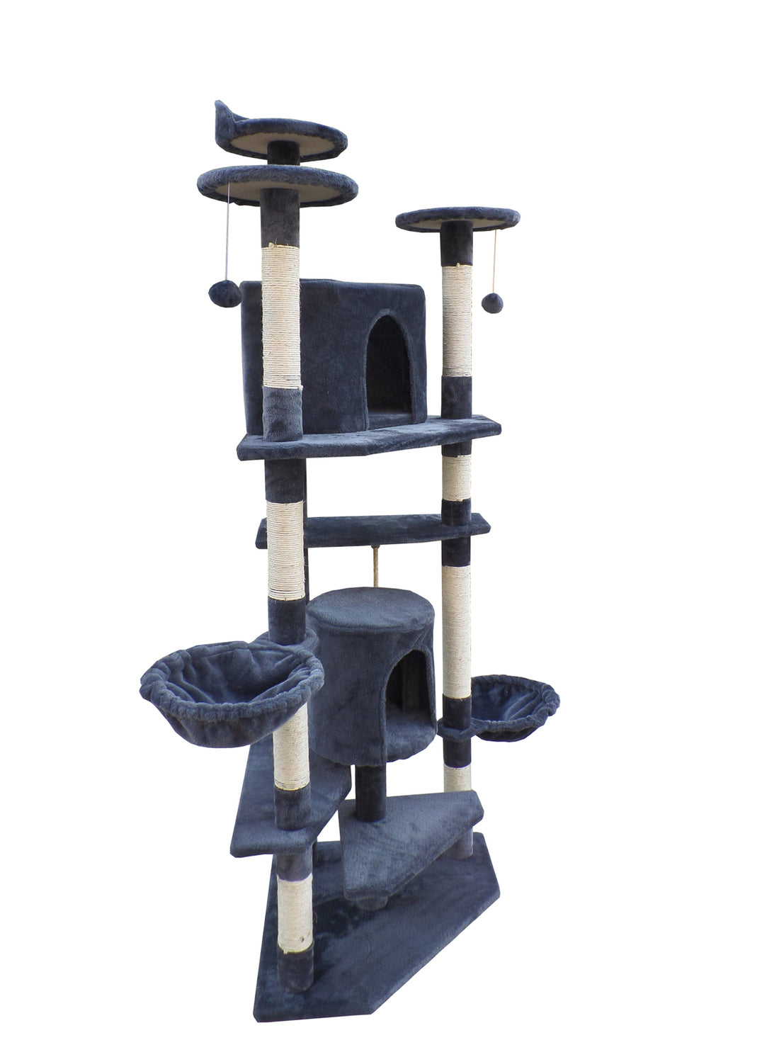 YES4PETS 200 cm Cat Scratching Post Tree Scratcher Corner Tower Furniture- Grey-Cat Trees-PEROZ Accessories