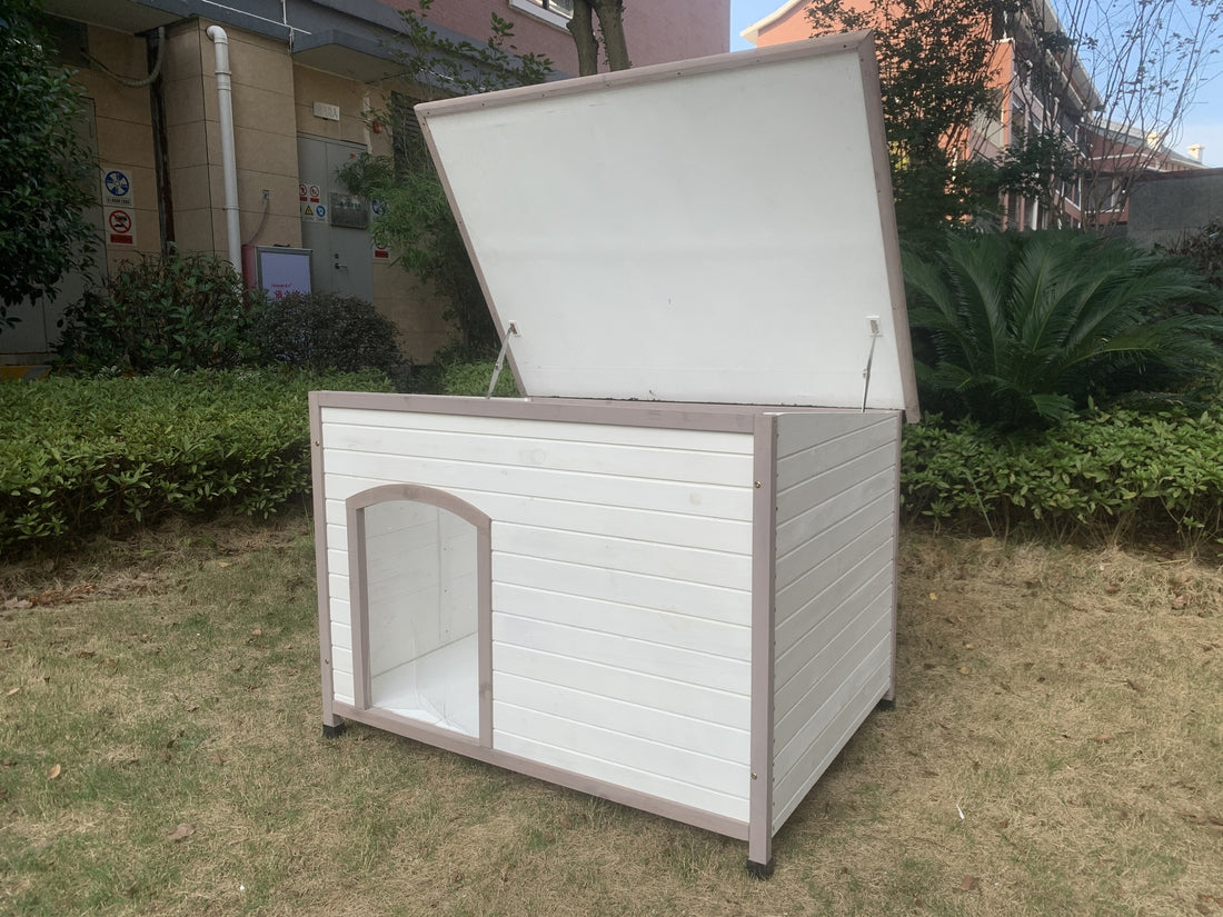 YES4PETS XXL Timber Pet Dog Kennel House Puppy Wooden Timber Cabin With Stripe White-Pet Care &gt; Dog Supplies-PEROZ Accessories