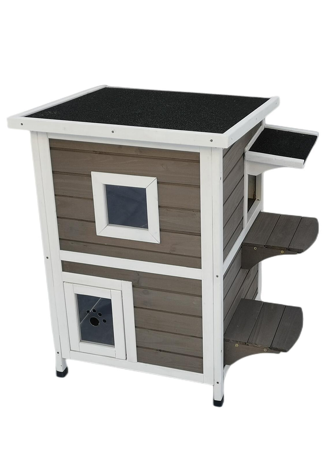 YES4PETS 2 Story Cat Shelter Condo with Escape Door Rainproof Kitty House-Pet Care &gt; Cat Supplies-PEROZ Accessories