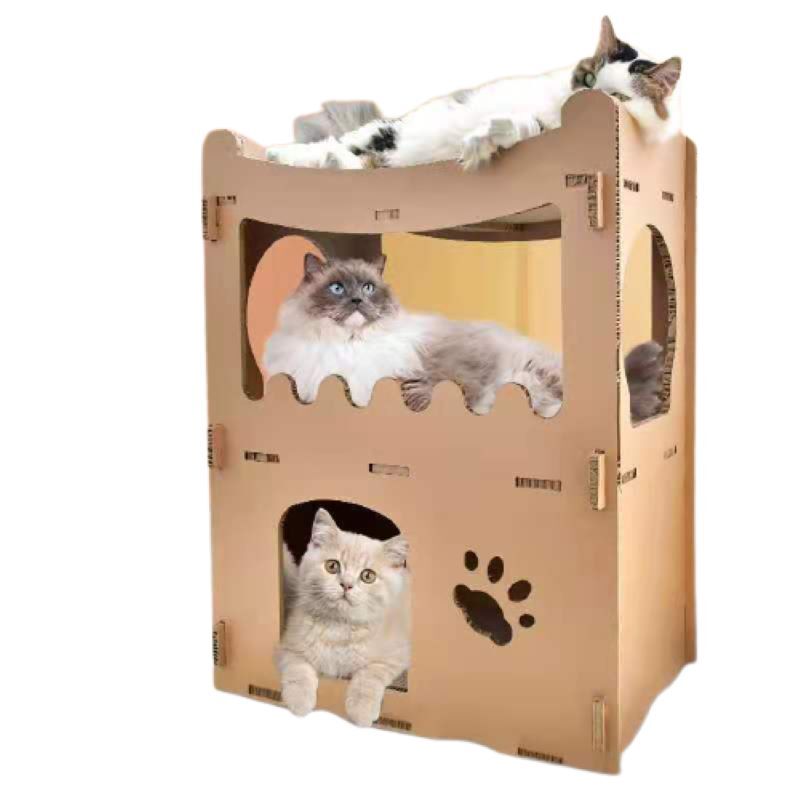 YES4PETS Cat Cardboard House Tower Condo Scratcher Pet Post Furniture Double Storey-Pet Care &gt; Cat Supplies-PEROZ Accessories