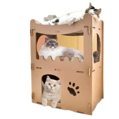 YES4PETS Cat Cardboard House Tower Condo Scratcher Pet Post Furniture Double Storey-Pet Care &gt; Cat Supplies-PEROZ Accessories