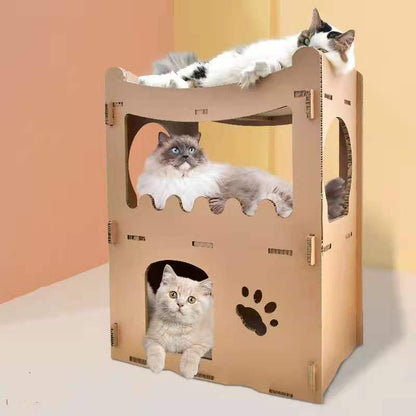 YES4PETS Cat Cardboard House Tower Condo Scratcher Pet Post Furniture Double Storey-Pet Care &gt; Cat Supplies-PEROZ Accessories