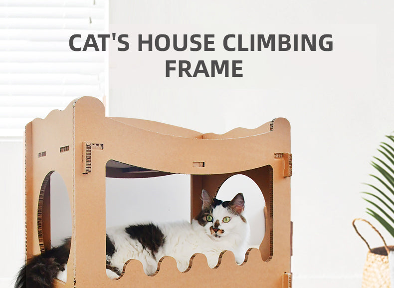 YES4PETS Cat Cardboard House Tower Condo Scratcher Pet Post Furniture Double Storey-Pet Care &gt; Cat Supplies-PEROZ Accessories