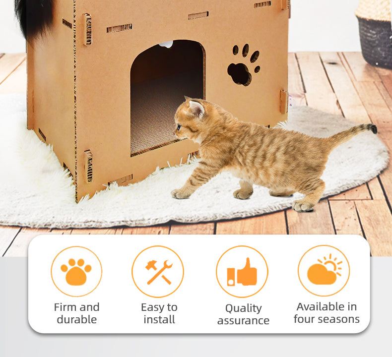 YES4PETS Cat Cardboard House Tower Condo Scratcher Pet Post Furniture Double Storey-Pet Care &gt; Cat Supplies-PEROZ Accessories