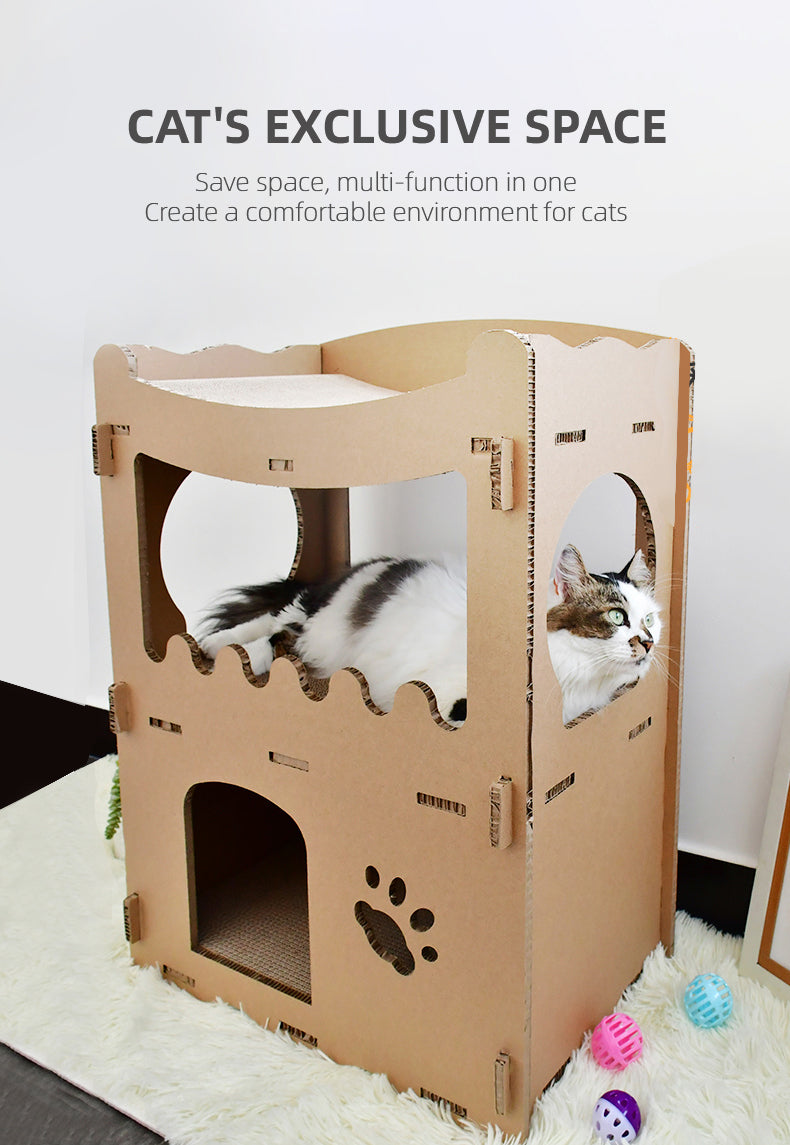YES4PETS Cat Cardboard House Tower Condo Scratcher Pet Post Furniture Double Storey-Pet Care &gt; Cat Supplies-PEROZ Accessories