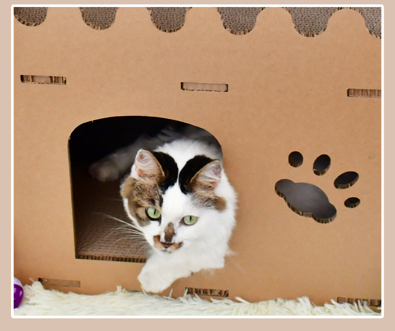 YES4PETS Cat Cardboard House Tower Condo Scratcher Pet Post Furniture Double Storey-Pet Care &gt; Cat Supplies-PEROZ Accessories
