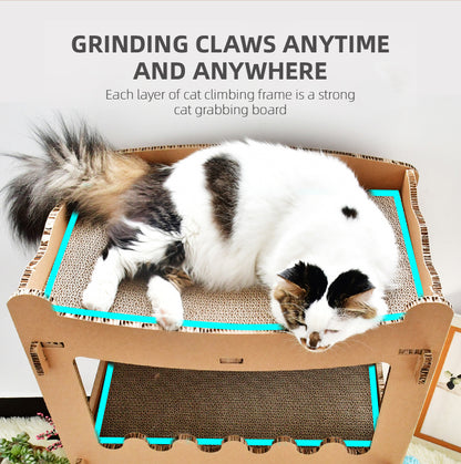 YES4PETS Cat Cardboard House Tower Condo Scratcher Pet Post Furniture Double Storey-Pet Care &gt; Cat Supplies-PEROZ Accessories