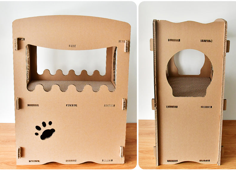 YES4PETS Cat Cardboard House Tower Condo Scratcher Pet Post Furniture Double Storey-Pet Care &gt; Cat Supplies-PEROZ Accessories