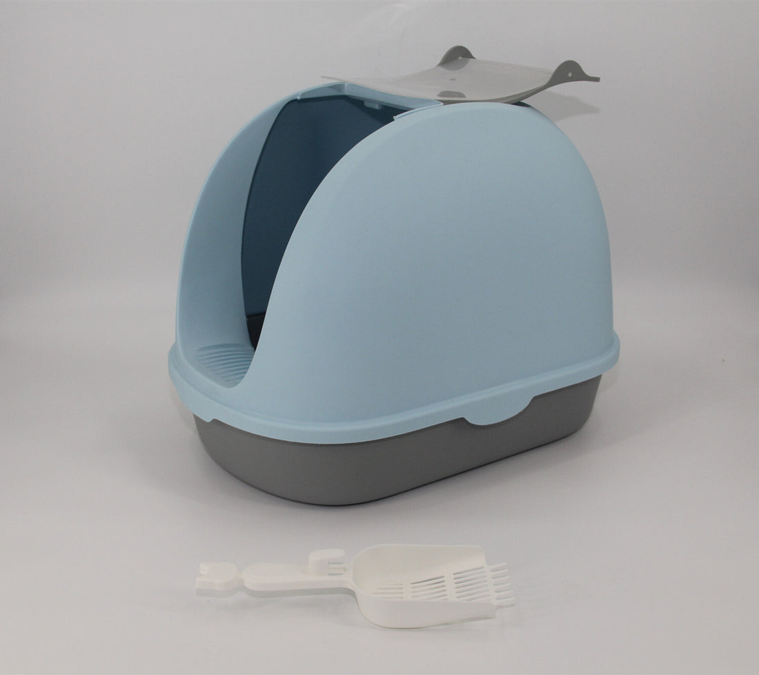 YES4PETS Portable Hooded Cat Toilet Litter Box Tray House with Handle and Scoop Blue-Pet Care &gt; Cat Supplies-PEROZ Accessories