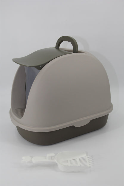 YES4PETS Cat Toilet Litter Box Portable Hooded Tray House with Scoop and Handle Brown-Pet Care &gt; Cat Supplies-PEROZ Accessories