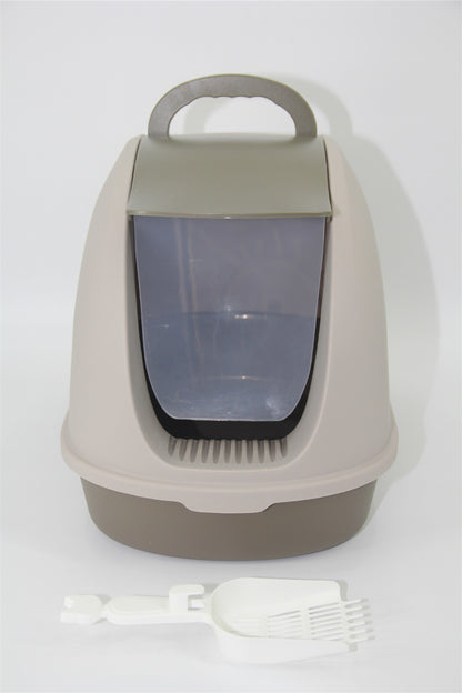YES4PETS Cat Toilet Litter Box Portable Hooded Tray House with Scoop and Handle Brown-Pet Care &gt; Cat Supplies-PEROZ Accessories