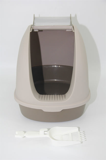 YES4PETS Cat Toilet Litter Box Portable Hooded Tray House with Scoop and Handle Brown-Pet Care &gt; Cat Supplies-PEROZ Accessories