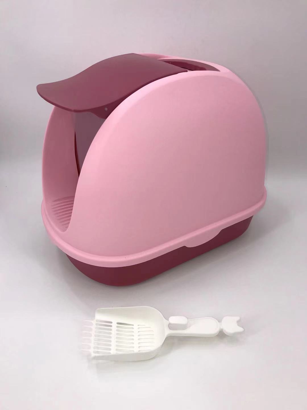 YES4PETS Portable Hooded Cat Toilet Litter Box Tray House with Handle and Scoop Pink-Pet Care &gt; Cat Supplies-PEROZ Accessories