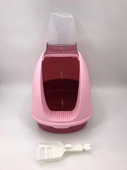 YES4PETS Portable Hooded Cat Toilet Litter Box Tray House with Handle and Scoop Pink-Pet Care &gt; Cat Supplies-PEROZ Accessories