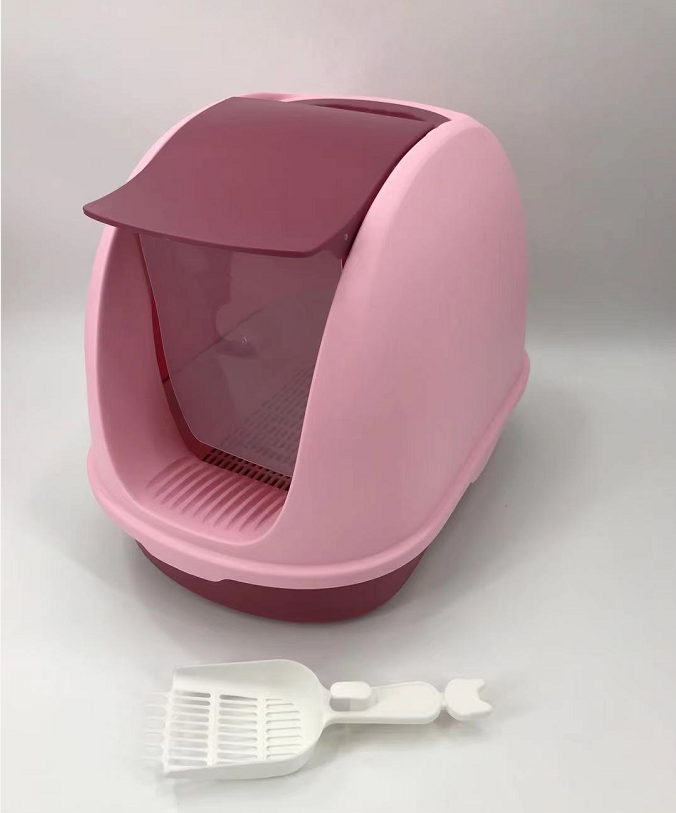 YES4PETS Portable Hooded Cat Toilet Litter Box Tray House With Scoop and Grid Tray Pink-Pet Care &gt; Cat Supplies-PEROZ Accessories