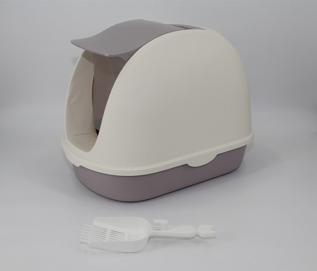 YES4PETS Portable Hooded Cat Toilet Litter Box Tray House with Handle and Scoop White-Pet Care &gt; Cat Supplies-PEROZ Accessories