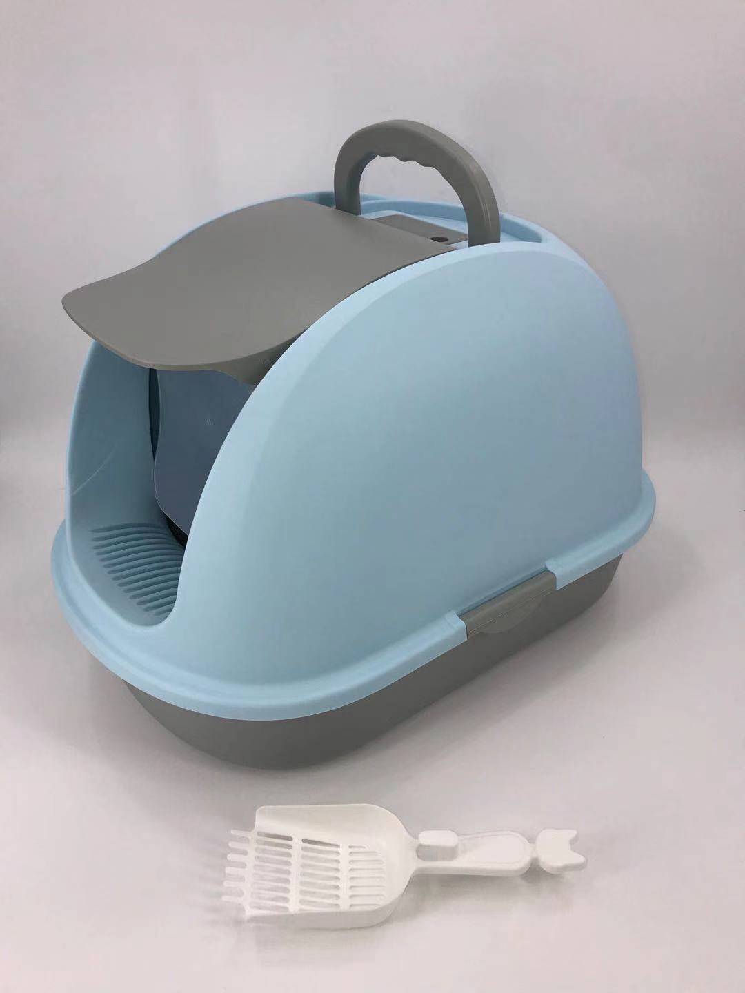 YES4PETS XL Portable Hooded Cat Toilet Litter Box Tray House w Charcoal Filter and Scoop Blue-Pet Care &gt; Cat Supplies-PEROZ Accessories