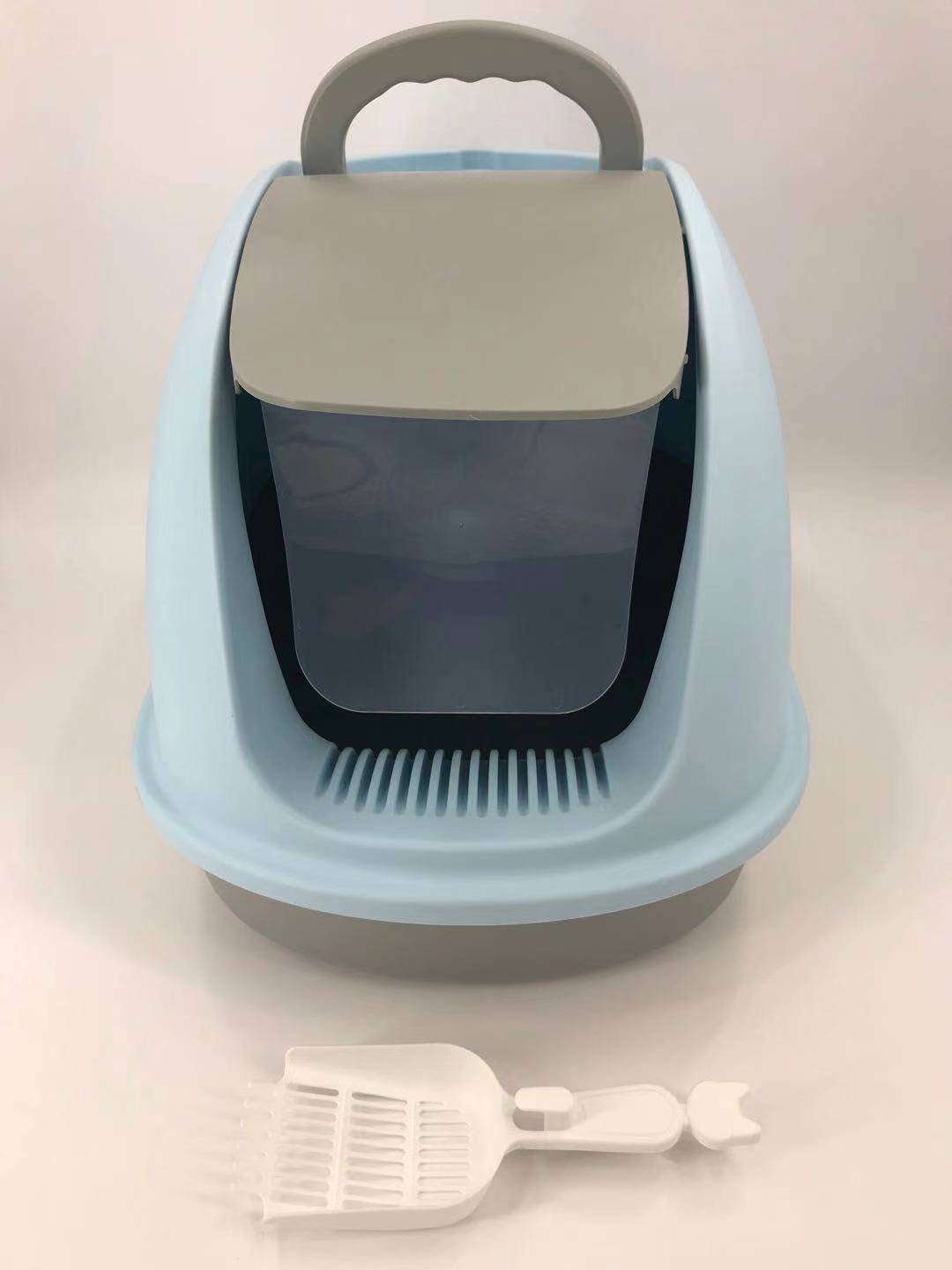 YES4PETS XL Portable Hooded Cat Toilet Litter Box Tray House w Charcoal Filter and Scoop Blue-Pet Care &gt; Cat Supplies-PEROZ Accessories
