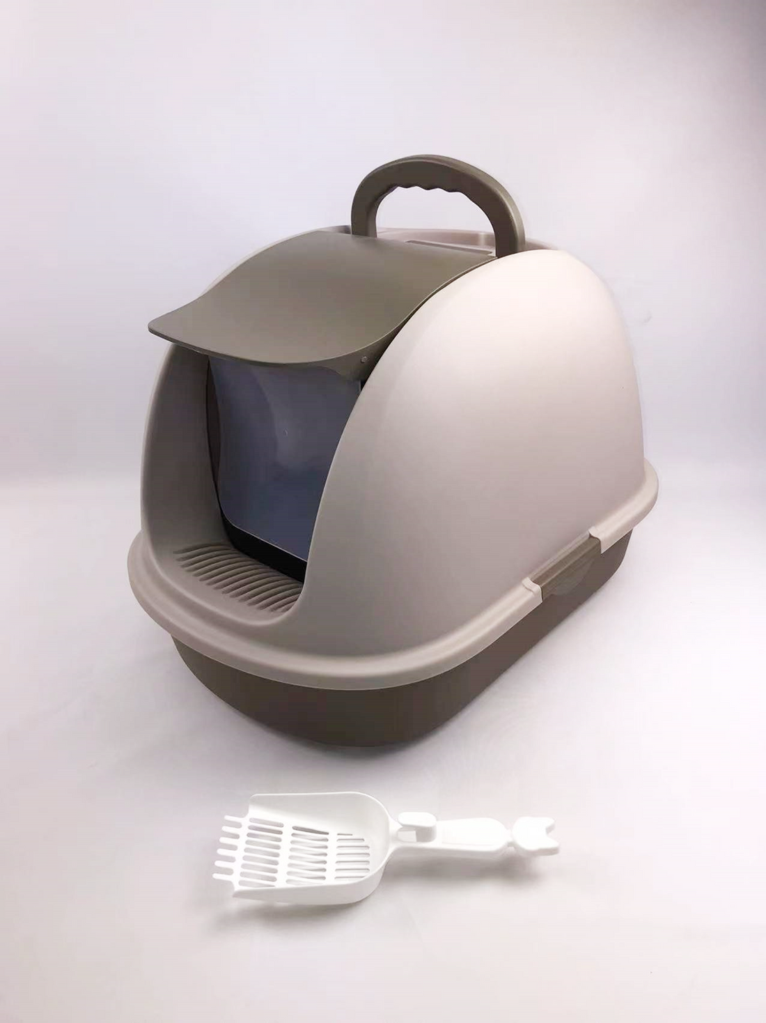 YES4PETS XL Portable Hooded Cat Toilet Litter Box Tray House w Charcoal Filter and Scoop Brown-Pet Care &gt; Cat Supplies-PEROZ Accessories