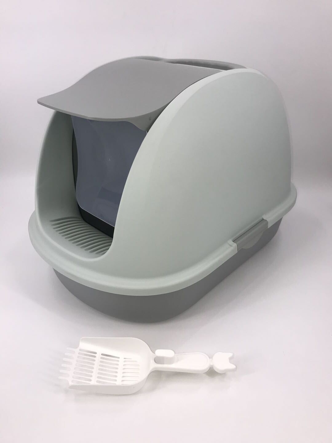 YES4PETS XL Portable Hooded Cat Toilet Litter Box Tray House w Charcoal Filter and Scoop Grey-Pet Care &gt; Cat Supplies-PEROZ Accessories