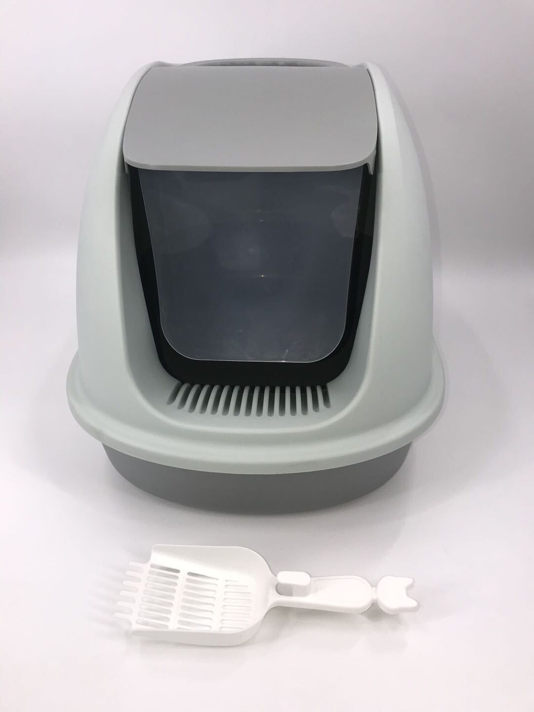 YES4PETS XL Portable Hooded Cat Toilet Litter Box Tray House w Charcoal Filter and Scoop Grey-Pet Care &gt; Cat Supplies-PEROZ Accessories