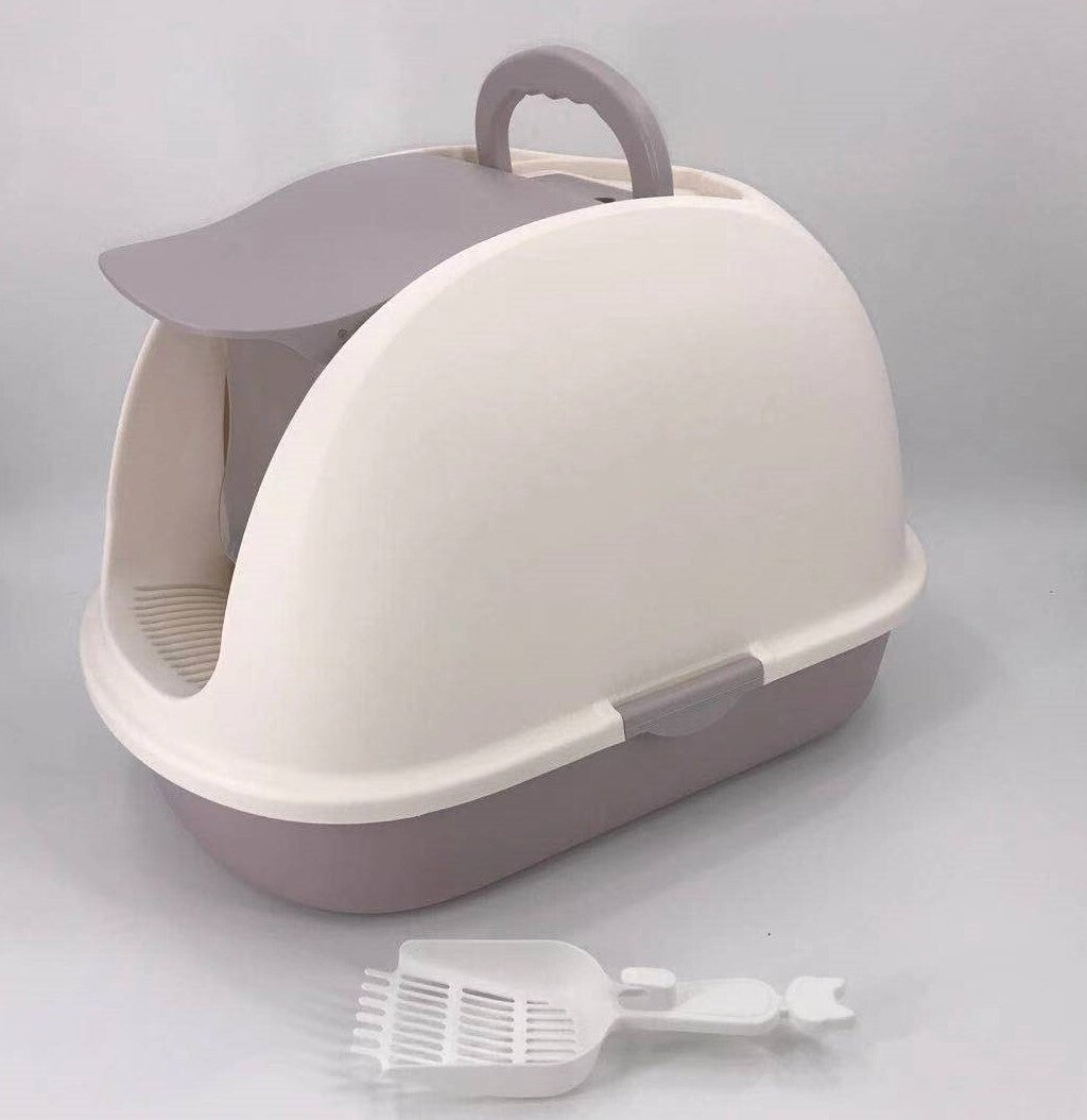 YES4PETS XL Portable Hooded Cat Toilet Litter Box Tray House w Charcoal Filter and Scoop White-Pet Care &gt; Cat Supplies-PEROZ Accessories