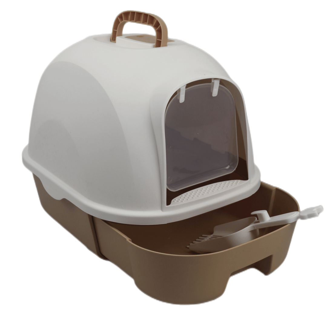 YES4PETS Large Hooded Cat Toilet Litter Box Tray House With Drawer and Scoop Little Brown-Pet Care &gt; Cat Supplies-PEROZ Accessories