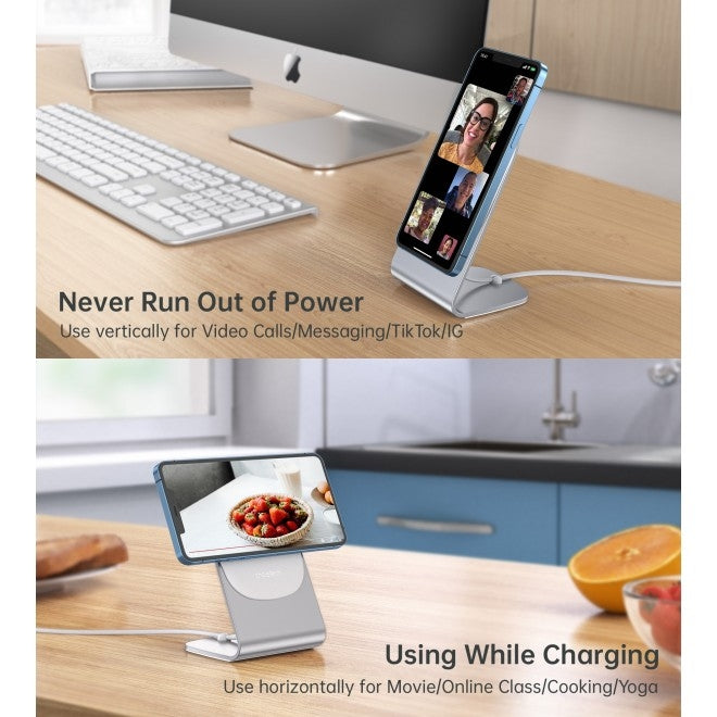 CHOETECH MA00117-SL MagLeap Magnetic Wireless Charger with Stand and AC Adapter-Chargers-PEROZ Accessories