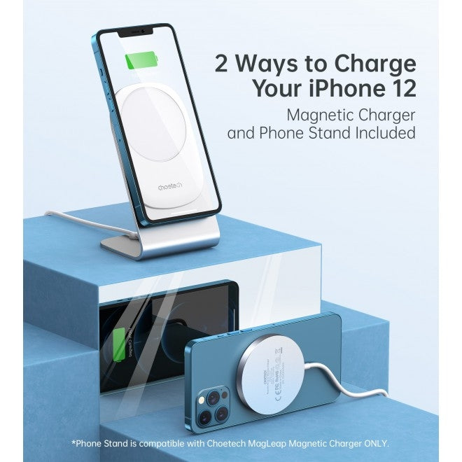 CHOETECH MA00117-SL MagLeap Magnetic Wireless Charger with Stand and AC Adapter-Chargers-PEROZ Accessories