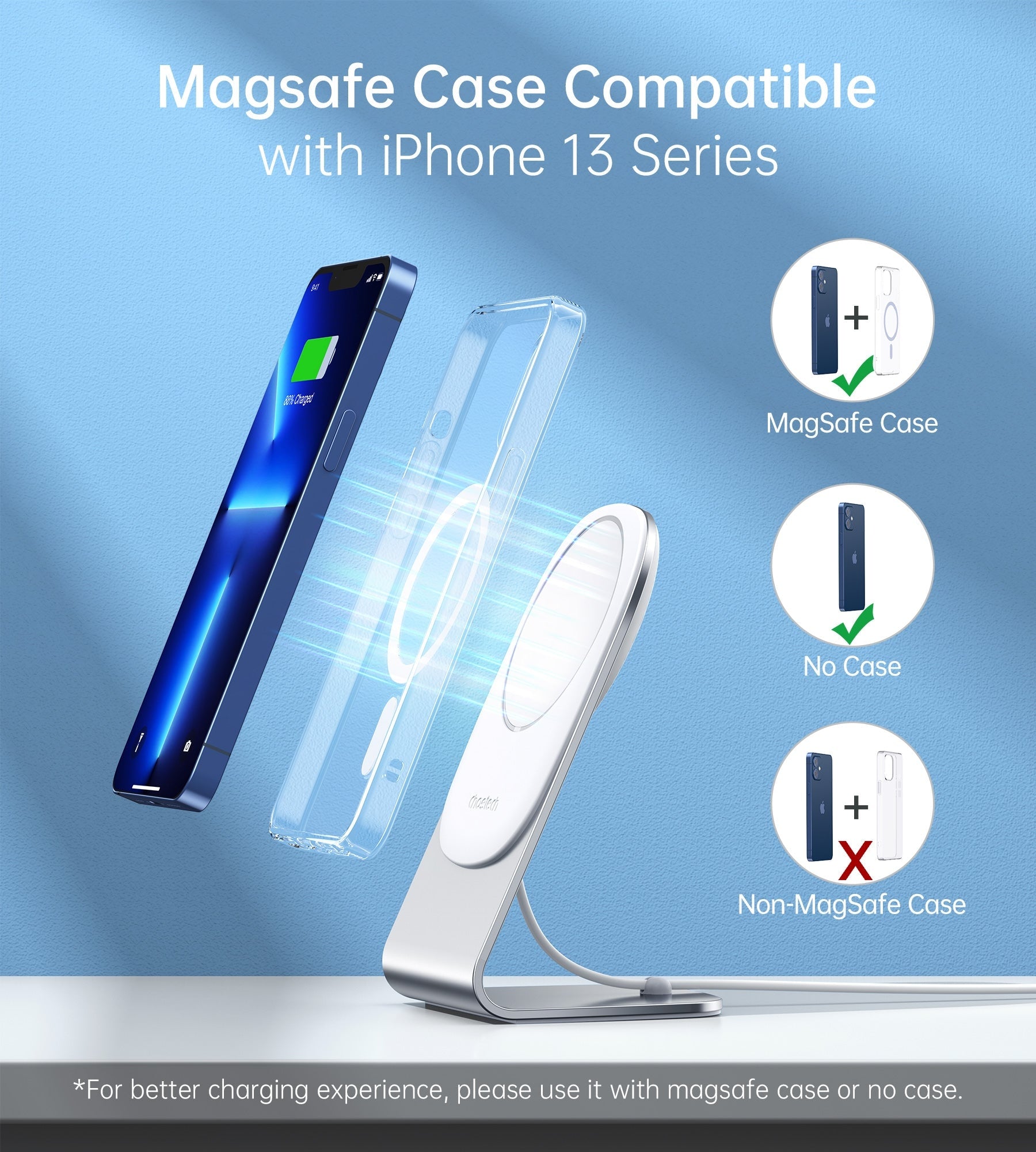 CHOETECH MIX00117SL Magasafe Fast Wireless Charger Stand Holder For iPhone 13/12 (H047+T517)-Chargers-PEROZ Accessories