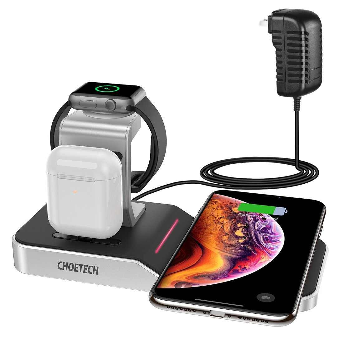 CHOETECH T316 4-in-1 Wireless Charging Station for iPhone/Apple Watch/iPod and all Qi Wireless Cell phones-Chargers-PEROZ Accessories