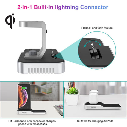 CHOETECH T316 4-in-1 Wireless Charging Station for iPhone/Apple Watch/iPod and all Qi Wireless Cell phones-Chargers-PEROZ Accessories